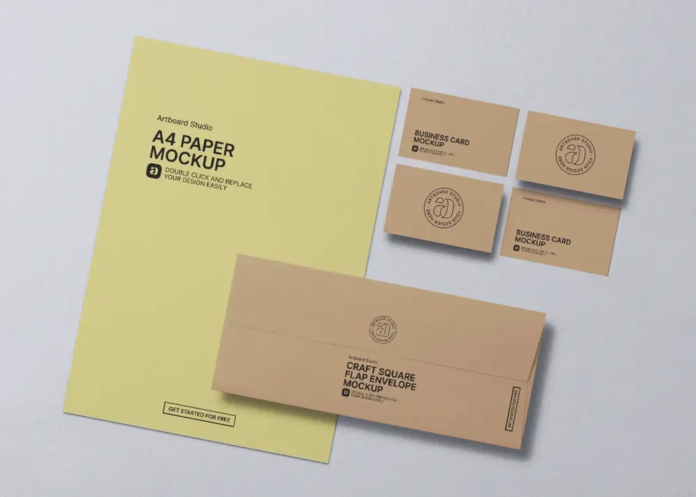Kraft Paper Stationery Mockup — Mockup Zone